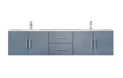 Lexora Geneva 80" Dark Grey Double Vanity, White Carrara Marble Top, White Square Sinks and no Mirror LG192280DBDS000 - MyBBQDirect