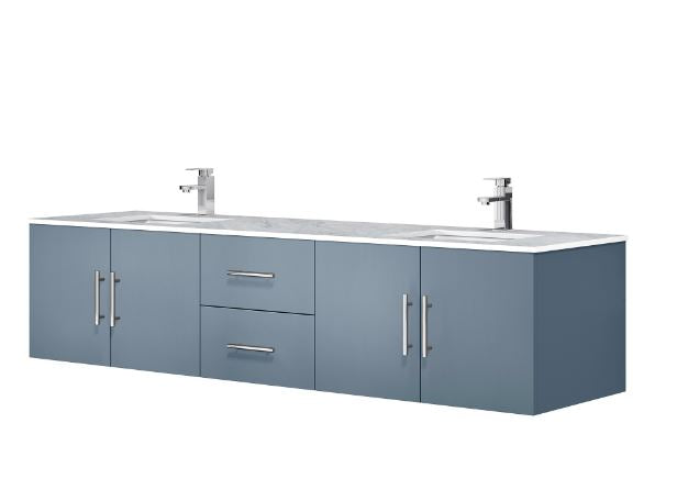 Lexora Geneva 80" Dark Grey Double Vanity, White Carrara Marble Top, White Square Sinks and no Mirror LG192280DBDS000 - MyBBQDirect