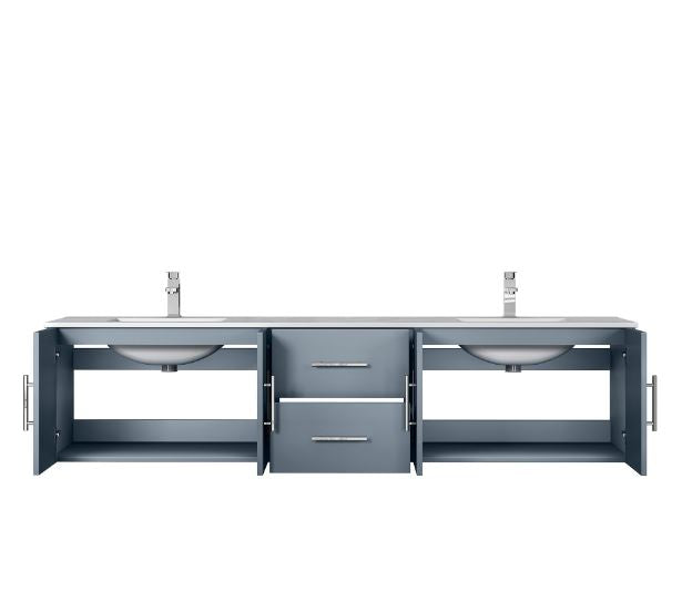 Lexora Geneva 80" Dark Grey Double Vanity, White Carrara Marble Top, White Square Sinks and no Mirror LG192280DBDS000 - MyBBQDirect