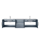 Lexora Geneva 80" Dark Grey Double Vanity, White Carrara Marble Top, White Square Sinks and no Mirror LG192280DBDS000