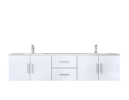 Lexora Geneva 80" Glossy White Double Vanity, White Carrara Marble Top, White Square Sinks and no Mirror LG192280DMDS000 - MyBBQDirect