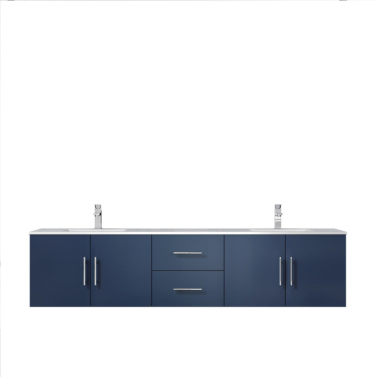 Lexora Geneva 80" Navy Blue Double Vanity, White Carrara Marble Top, White Square Sinks and no Mirror LG192280DEDS000 - MyBBQDirect