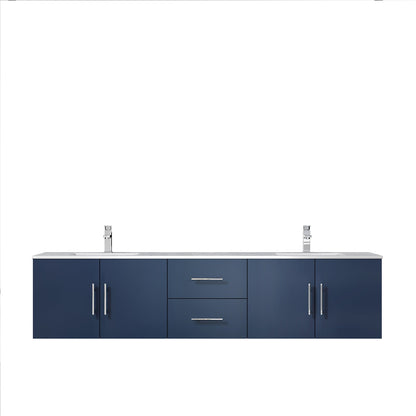 Lexora Geneva 80" Navy Blue Double Vanity, White Carrara Marble Top, White Square Sinks and no Mirror LG192280DEDS000 - MyBBQDirect