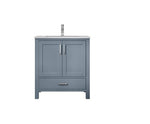 Lexora Jacques 30" Dark Grey Single Vanity, White Carrara Marble Top, White Square Sink and No Mirror LJ342230SBDS000 - MyBBQDirect