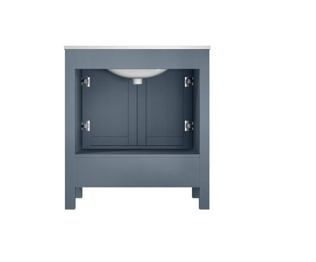 Lexora Jacques 30" Dark Grey Single Vanity, White Carrara Marble Top, White Square Sink and No Mirror LJ342230SBDS000 - MyBBQDirect