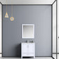 Lexora Jacques 30" White Single Vanity, White Carrara Marble Top, White Square Sink and 28" Mirror LJ342230SADSM28
