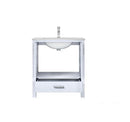 Lexora Jacques 30" White Single Vanity, White Carrara Marble Top, White Square Sink and no Mirror LJ342230SADS000