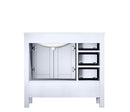 Lexora Jacques 36" White Single Vanity, Carrara Marble Top, White Square Sink and no Mirror - Right Version LJ342236SADS000-R - MyBBQDirect
