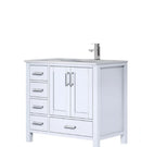 Lexora Jacques 36" White Single Vanity, Carrara Marble Top, White Square Sink and no Mirror - Right Version LJ342236SADS000-R - MyBBQDirect