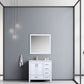 Lexora Jacques 36" White Single Vanity, White Carrara Marble Top, White Square Sink and 34" Mirror - Left Version LJ342236SADSM34-L