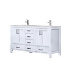 Lexora Jacques 60" White Double Vanity, White Carrara Marble Top, White Square Sinks and no Mirror LJ342260DADS000 - MyBBQDirect