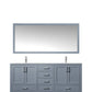 LexoraJacques 72" Dark Grey Double Vanity, White Carrara Marble Top, White Square Sinks and 70" Mirror LJ342272DBDSM70 - MyBBQDirect