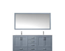LexoraJacques 72" Dark Grey Double Vanity, White Carrara Marble Top, White Square Sinks and 70" Mirror LJ342272DBDSM70