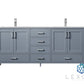 Lexora Jacques 72" Dark Grey Double Vanity, White Carrara Marble Top, White Square Sinks and no Mirror LJ342272DBDS000