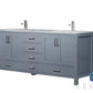 Lexora Jacques 72" Dark Grey Double Vanity, White Carrara Marble Top, White Square Sinks and no Mirror LJ342272DBDS000