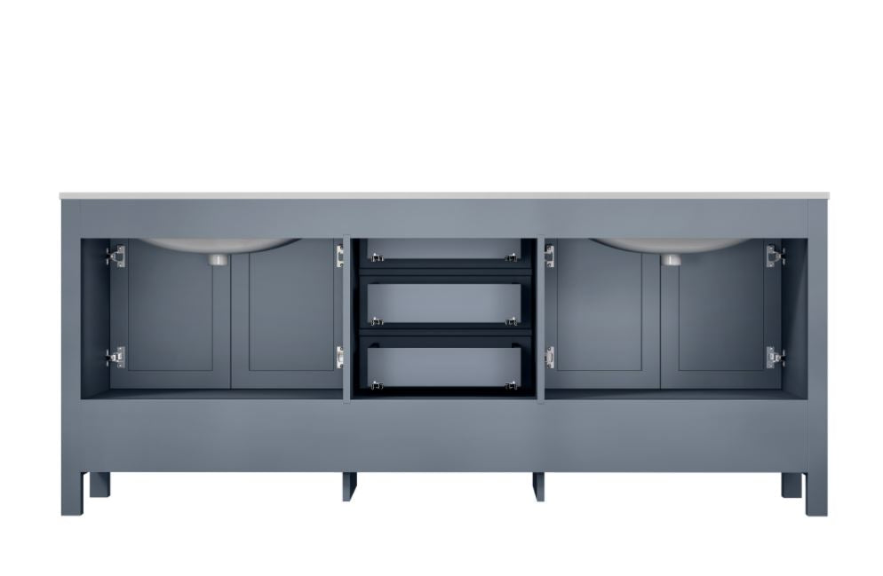Lexora Jacques 80" Dark Grey Double Vanity, White Carrara Marble Top, White Square Sinks and no Mirror LJ342280DBDS000 - MyBBQDirect