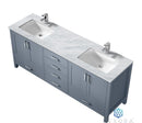 Lexora Jacques 80" Dark Grey Double Vanity, White Carrara Marble Top, White Square Sinks and no Mirror LJ342280DBDS000 - MyBBQDirect