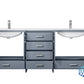 Lexora Jacques 80" Dark Grey Double Vanity, White Carrara Marble Top, White Square Sinks and no Mirror LJ342280DBDS000 - MyBBQDirect