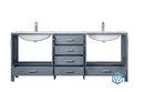 Lexora Jacques 80" Dark Grey Double Vanity, White Carrara Marble Top, White Square Sinks and no Mirror LJ342280DBDS000 - MyBBQDirect