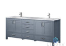Lexora Jacques 80" Dark Grey Double Vanity, White Carrara Marble Top, White Square Sinks and no Mirror LJ342280DBDS000 - MyBBQDirect