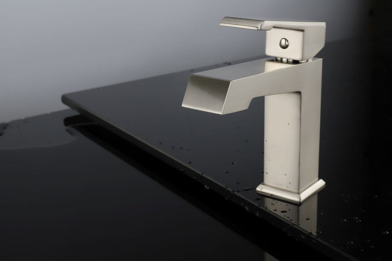 Lexora Labaro Brass Single Hole Bathroom Faucet - Brushed Nickel LFS3011BN