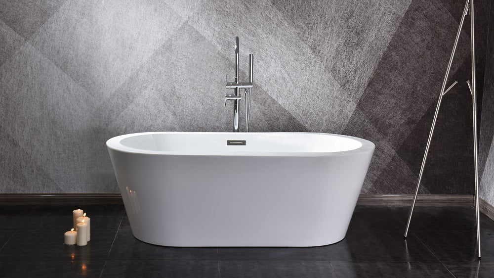 Lexora Lure 67" Free Standing Acrylic Bathtub w/ Chrome Drain LD900467A1C0000 - MyBBQDirect