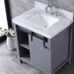 Lexora Marsyas 30" Dark Grey Single Vanity, White Carrara Marble Top, White Square Sink and no Mirror LM342230SBBS000 - MyBBQDirect