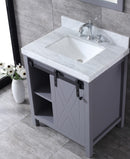 Lexora Marsyas 30" Dark Grey Single Vanity, White Carrara Marble Top, White Square Sink and no Mirror LM342230SBBS000 - MyBBQDirect