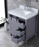 Lexora Marsyas 30" Dark Grey Single Vanity, White Carrara Marble Top, White Square Sink and no Mirror LM342230SBBS000 - MyBBQDirect