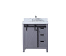 Lexora Marsyas 30" Dark Grey Single Vanity, White Carrara Marble Top, White Square Sink and no Mirror LM342230SBBS000 - MyBBQDirect