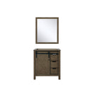 Lexora Marsyas 30" Rustic Brown Single Vanity, no Top and 28" Mirror LM342230SK00M28 - MyBBQDirect