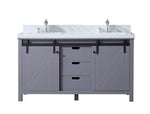 Lexora Marsyas 60" Dark Grey Double Vanity, White Carrara Marble Top, White Square Sinks and no Mirror LM342260DBBS000 - MyBBQDirect