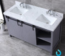 Lexora Marsyas 60" Dark Grey Double Vanity, White Carrara Marble Top, White Square Sinks and no Mirror LM342260DBBS000