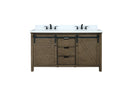 Lexora Marsyas 60" Rustic Brown Double Vanity, White Quartz Top, White Square Sinks and no Mirror LM342260DKCS000 - MyBBQDirect