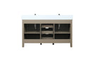 Lexora Marsyas 60" Rustic Brown Double Vanity, White Quartz Top, White Square Sinks and no Mirror LM342260DKCS000 - MyBBQDirect