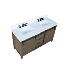 Lexora Marsyas 60" Rustic Brown Double Vanity, White Quartz Top, White Square Sinks and no Mirror LM342260DKCS000 - MyBBQDirect
