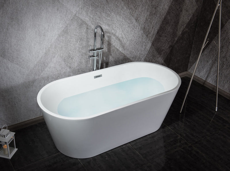 Lexora Melina 67" Free Standing Acrylic Bathtub w/ Chrome Drain LD900367A1C0000