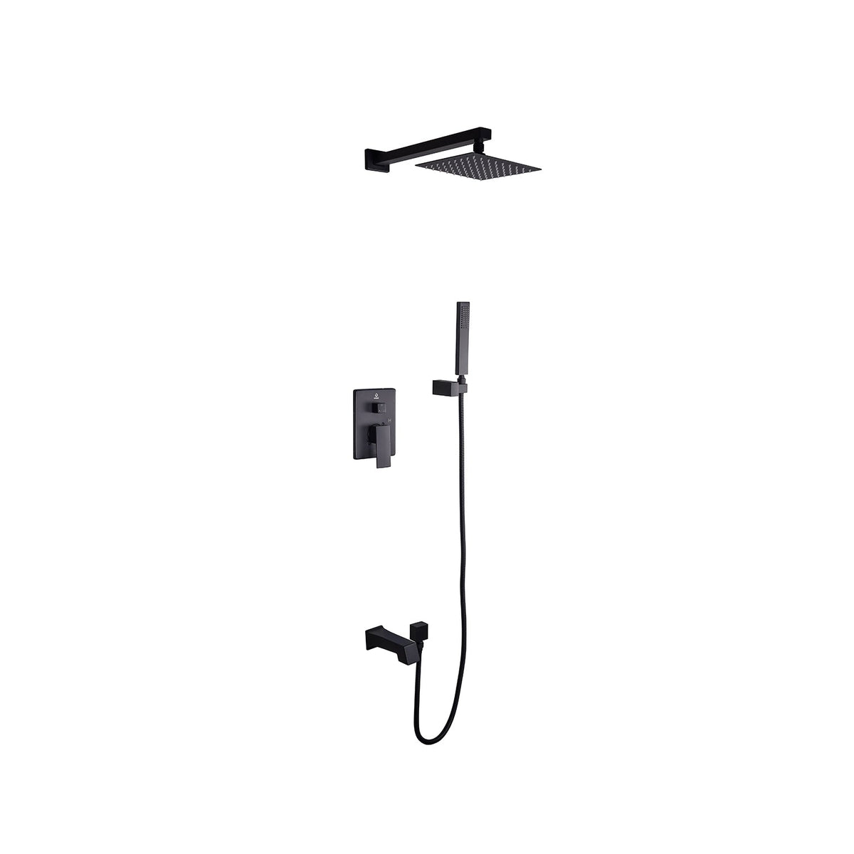 Lexora Monte Celo Set, 8" Square Rain Shower and Handheld, Matte Black LSS10011MB - MyBBQDirect