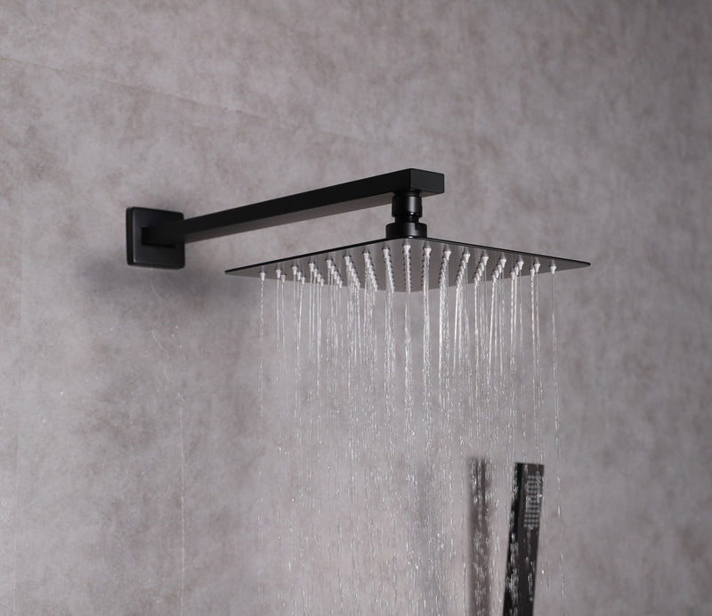 Lexora Monte Celo Set, 8" Square Rain Shower and Handheld, Matte Black LSS10011MB