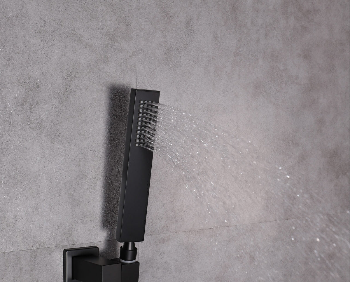 Lexora Monte Celo Set, 8" Square Rain Shower and Handheld, Matte Black LSS10011MB - MyBBQDirect