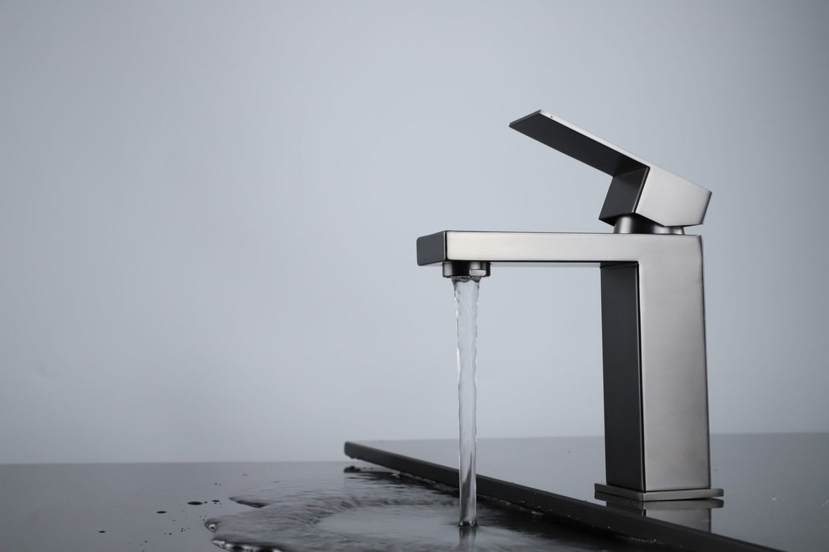Lexora Monte Stainless Steel Single Hole Bathroom Faucet - Gun Metal LFS1012GM - MyBBQDirect