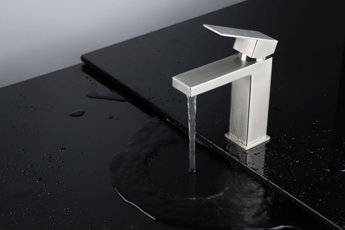 Lexora Monte Stainless Steel Single Hole Bathroom Faucet - Satin Nickel LFS1012SN - MyBBQDirect