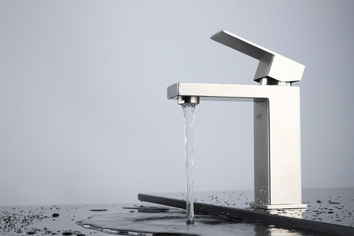 Lexora Monte Stainless Steel Single Hole Bathroom Faucet - Satin Nickel LFS1012SN - MyBBQDirect