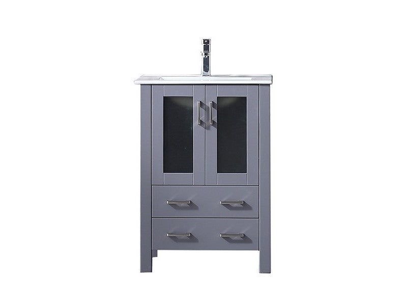 Lexora Volez 24" Dark Grey Single Vanity, Integrated Top, White Integrated Square Sink and no Mirror LV341824SBES000