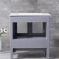 Lexora Volez 30" Dark Grey Single Vanity, Integrated Top, White Integrated Square Sink and 28" Mirror LV341830SBESM28