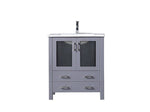 Lexora Volez 30" Dark Grey Single Vanity, Integrated Top, White Integrated Square Sink and no Mirror LV341830SBES000 - MyBBQDirect
