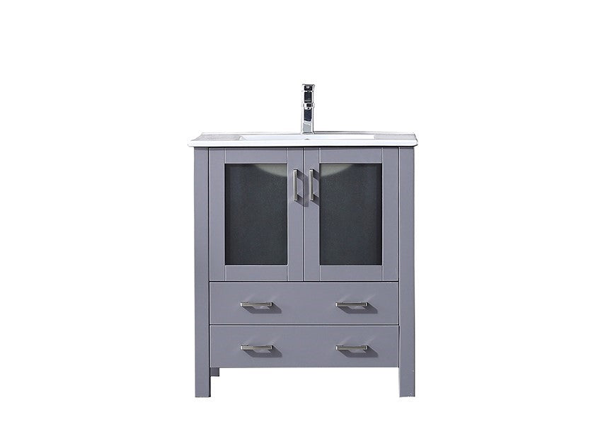 Lexora Volez 30" Dark Grey Single Vanity, Integrated Top, White Integrated Square Sink and no Mirror LV341830SBES000 - MyBBQDirect