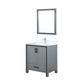 Lexora Ziva 30" Dark Grey Single Vanity, Cultured Marble Top, White Square Sink and 28" Mirror LZV352230SBJSM28