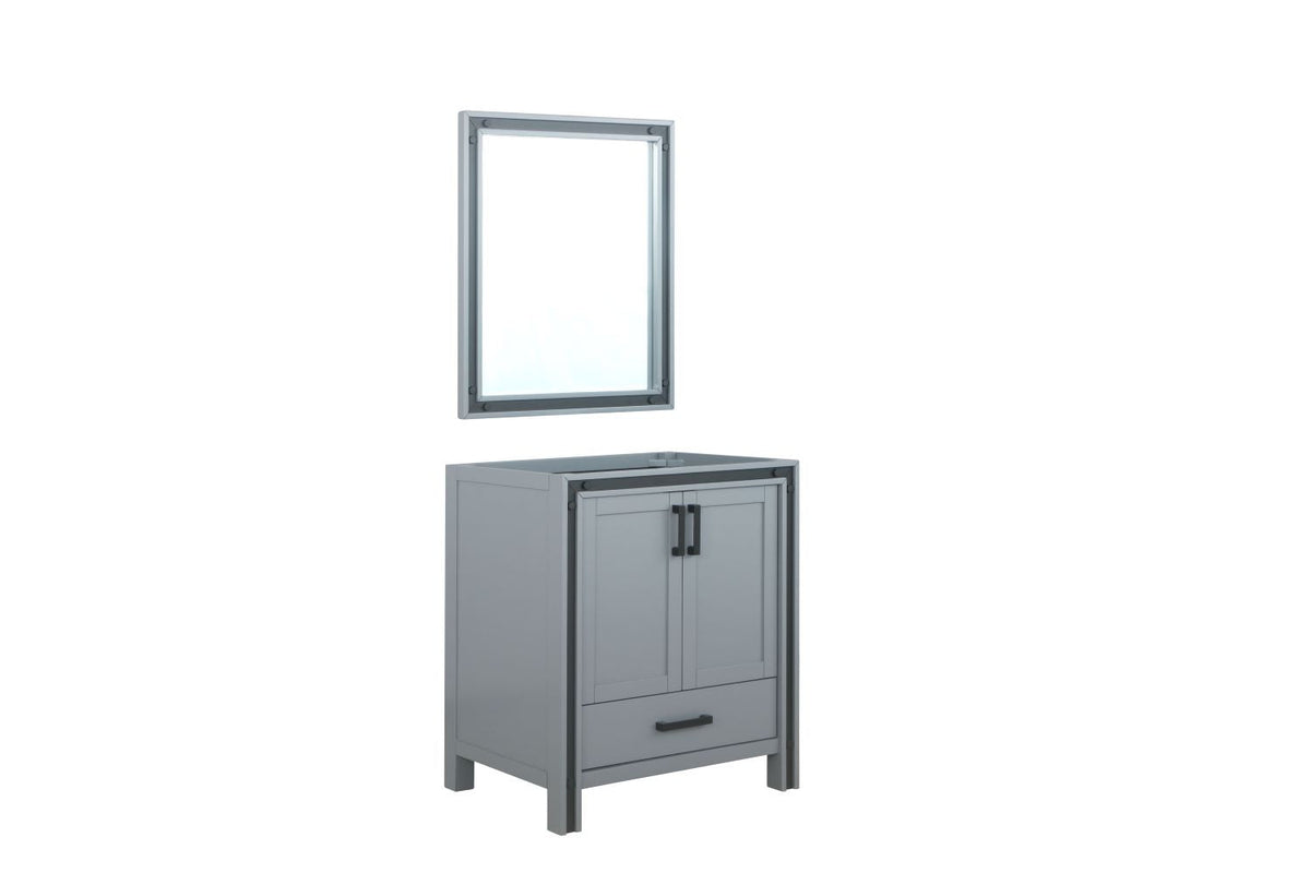 Lexora Ziva 30" Dark Grey Single Vanity, no Top and 28" Mirror LZV352230SB00M28 - MyBBQDirect