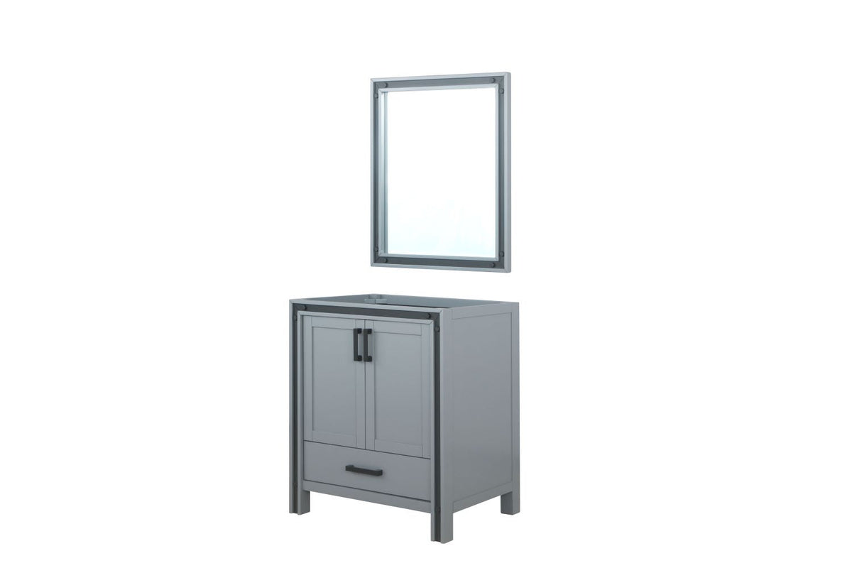 Lexora Ziva 30" Dark Grey Single Vanity, no Top and 28" Mirror LZV352230SB00M28 - MyBBQDirect